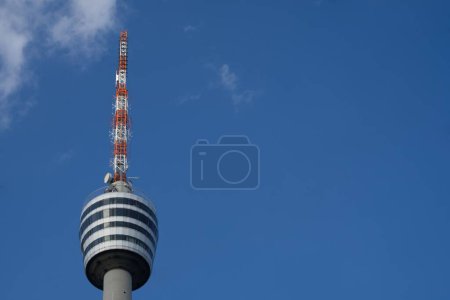Photo for The Stuttgart TV Tower on a sunny day with some wispy clouds. The tower is one of the symbols of the city of Stuttgart. The Stuttgart-born architect Fritz Leonhardt was the architect and pioneered the construction of the tower. The first tower built - Royalty Free Image