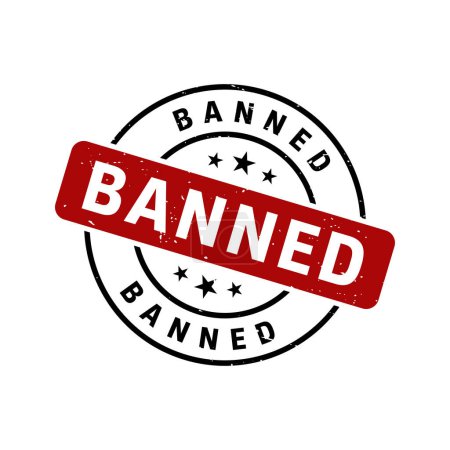 Banned Stamp, Banned Grunge Round Sign mit Schleife