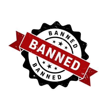 Banned Stamp, Banned Grunge Round Sign mit Schleife