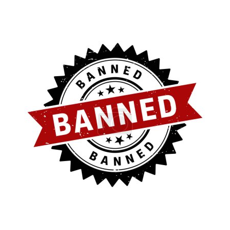 Banned Stamp, Banned Grunge Round Sign With Ribbon