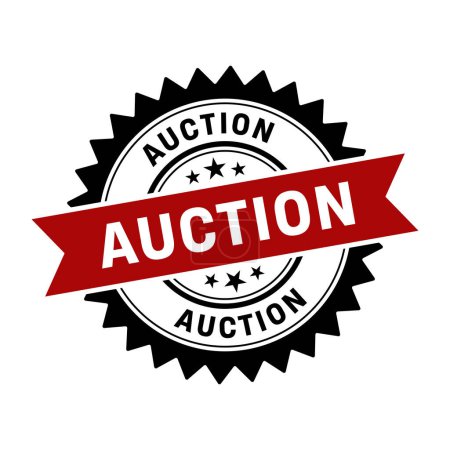 Auction Stamp,Auction Round Sign With Ribbon