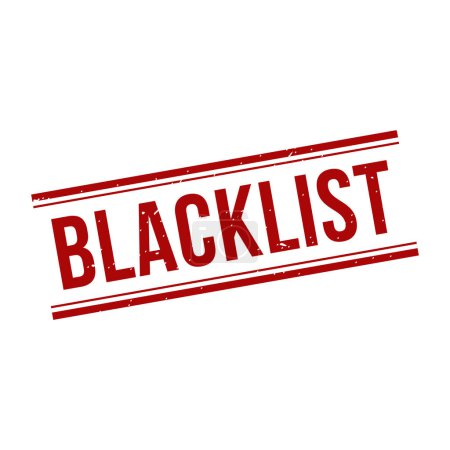 Ilustración de Sello de lista negra, signo cuadrado de grunge de lista negra - Imagen libre de derechos