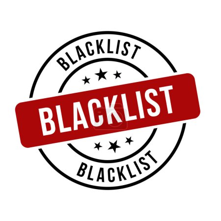 Téléchargez les illustrations : Timbre de liste noire, Panneau rond de liste noire - en licence libre de droit