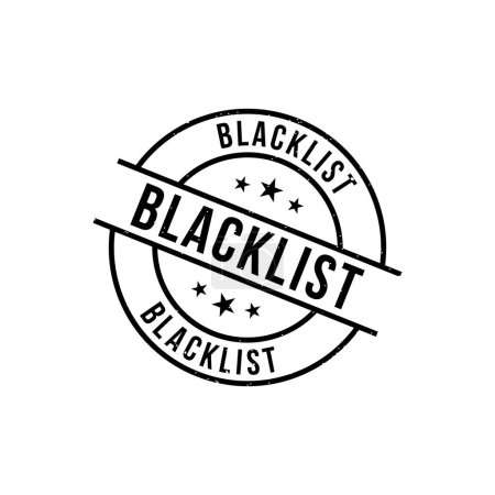 Ilustración de Sello de lista negra, signo redondo de grunge de lista negra - Imagen libre de derechos