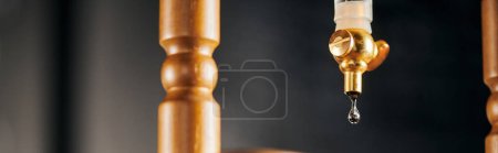Photo for Close up view of water dripping from cold brew coffee maker, alternative espresso brew, banner - Royalty Free Image