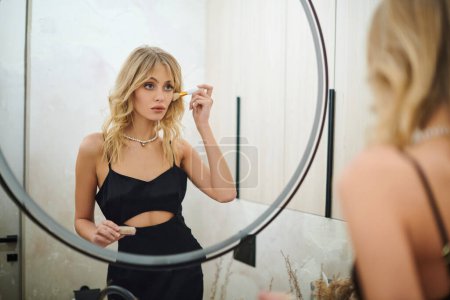 Woman getting ready in a modern apartment