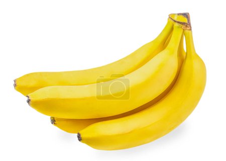 Manojo de plátanos aislados sobre fondo blanco con ruta de recorte,
