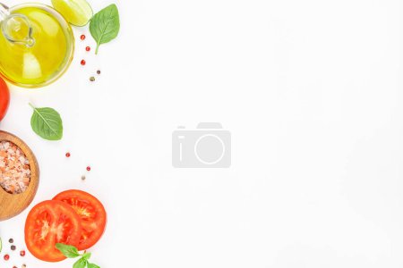 Photo for Variety of herbs and and spices on a white background. cooking concept, banner, menu, recipe copy space, top view, - Royalty Free Image