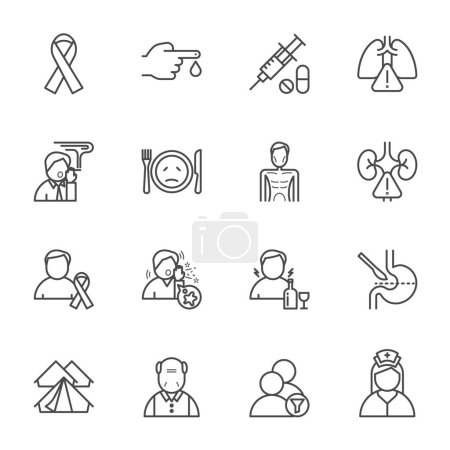 Illustration for Key populations for TB tuberculosis, TB Conceptual, Vector line icon set for health and medical concept - Royalty Free Image