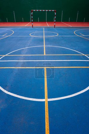 Photo for Old street soccer goal sports equipment - Royalty Free Image