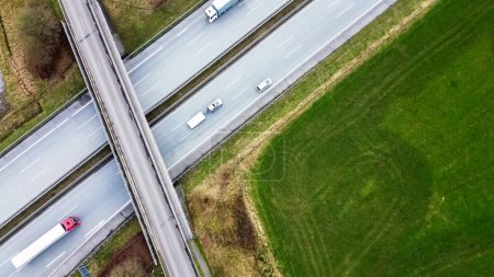 Photo for View from above on the German motorway A7 with little traffic - Royalty Free Image
