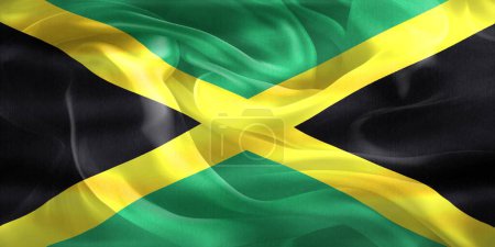 Téléchargez les photos : Drapeau Jamaïque - drapeau réaliste en tissu ondulé - en image libre de droit