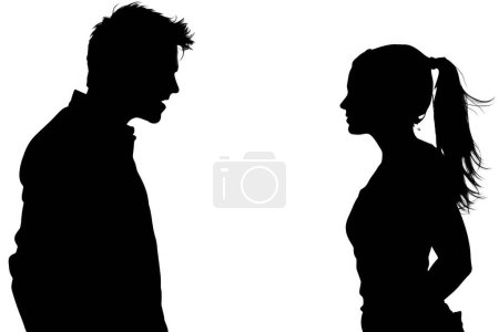 Photo for A black silhouette of a couple arguing - Royalty Free Image