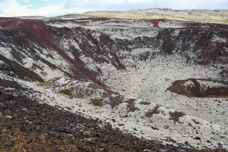 Foto de Vista de los campos de lava de una erupción volcánica pasada en Islandia - Imagen libre de derechos