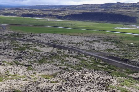 Foto de Vista de los campos de lava de una erupción volcánica pasada en Islandia - Imagen libre de derechos