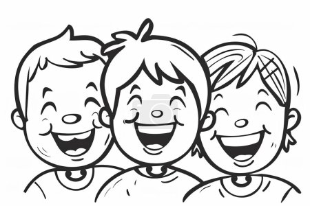 Illustration of an outlined happy kids face