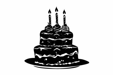 Black silhouette of a birthday cake on a white background.