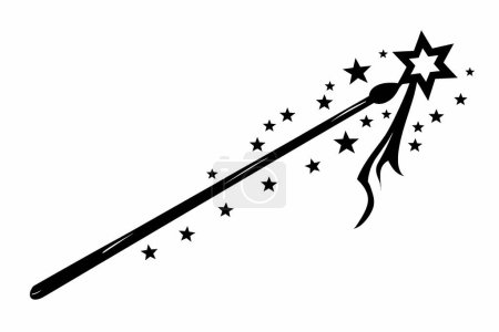 Black silhouette of a magic wand on a white background.