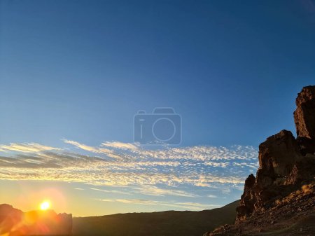 A dreamlike sunset at the famous rock formations of Roques de Garcia on Tenerife