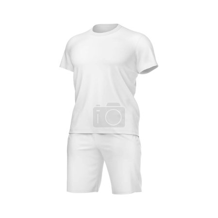 Photo for Blank t-shirt with shorts natural shape invisible mannequin template on a white background - Royalty Free Image