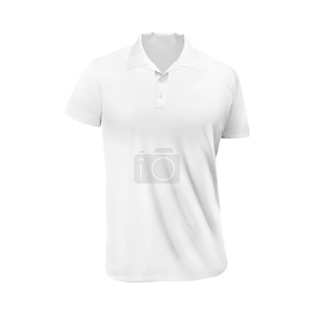Foto de Plantilla de camiseta Polo blanco en blanco, forma natural en maniquí invisible, para su maqueta de diseño para imprimir, aislada sobre fondo blanco. - Imagen libre de derechos