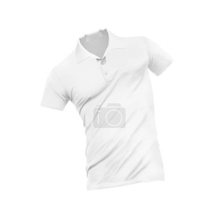 Téléchargez les photos : Modèle blanc vierge Polo T-shirt, forme naturelle sur mannequin invisible, pour votre maquette design à imprimer, isolé sur fond blanc. - en image libre de droit
