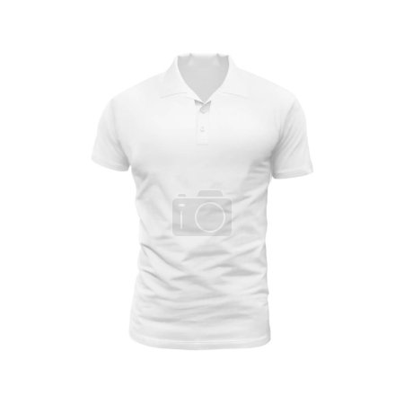 Weiße Blanko-Polo-T-Shirt-Vorlage, natürliche Form auf unsichtbarer Schaufensterpuppe, für Ihre Design-Attrappe für Druck, isoliert auf weißem Hintergrund.