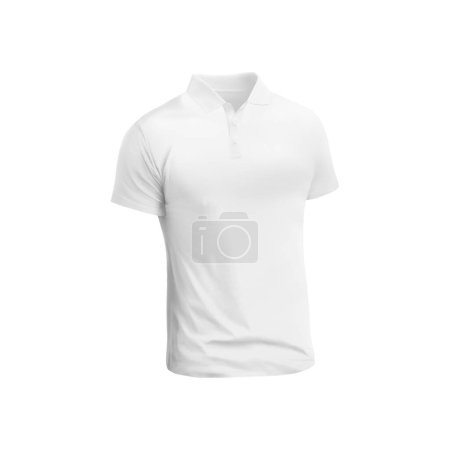 Photo for White blank Polo T-shirt template, natural shape on invisible mannequin, for your design mockup for print, isolated on white background. - Royalty Free Image
