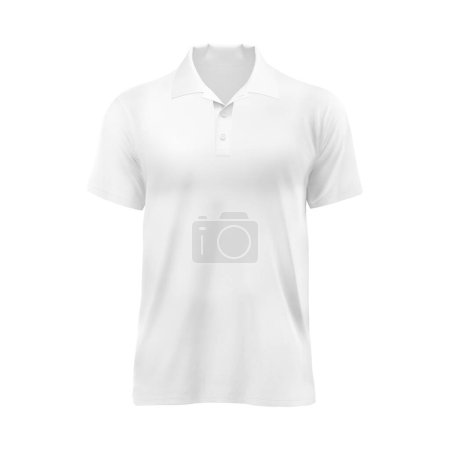 Téléchargez les photos : Modèle blanc vierge Polo T-shirt, forme naturelle sur mannequin invisible, pour votre maquette design à imprimer, isolé sur fond blanc. - en image libre de droit