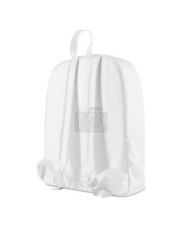 Téléchargez les photos : Demi-côté Vue arrière du sac à dos en textile blanc blanc Mockup, isolé sur un fond blanc - en image libre de droit