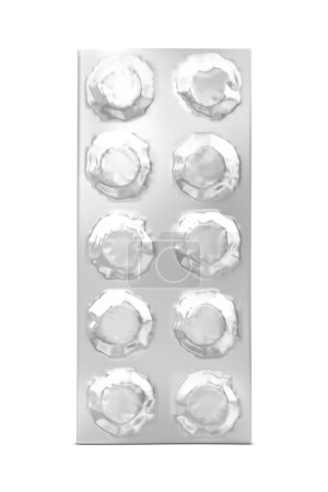 Foto de Blister en blanco píldoras maqueta aislado con fondo blanco - Imagen libre de derechos