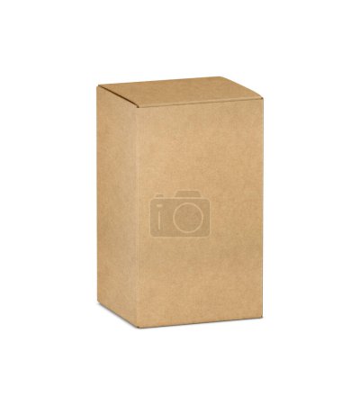 Téléchargez les photos : Boîte en carton kraft haute maquette, verticale haute isolée sur fond blanc - en image libre de droit