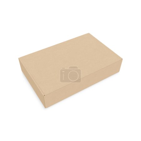 Téléchargez les photos : Modèle de boîte Kraft isolé sur un fond blanc - en image libre de droit