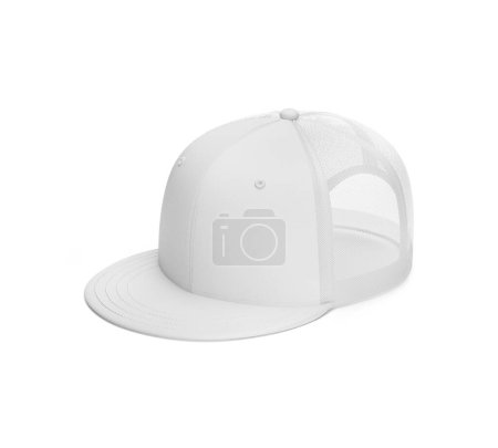 Photo for Blank Cap White Mockup Half Side View, isolated on a White Background - Royalty Free Image