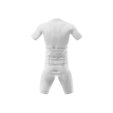 Photo for Blank white cycling outfit back view mockup isolated on a white background - Royalty Free Image