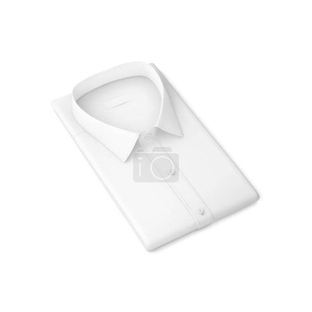 Photo for Folded Polo Shirt Blank White Collar Isolated on a white Background - Royalty Free Image