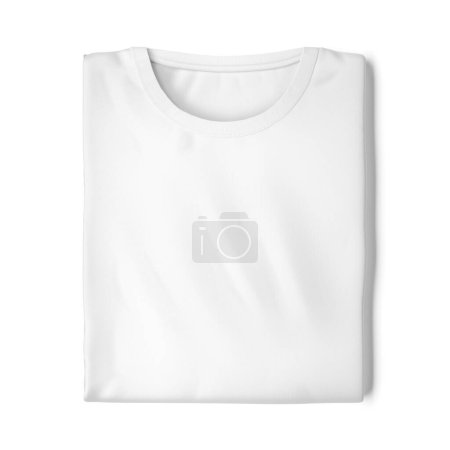 Téléchargez les photos : T-shirt plié blanc Mockup isolé sur fond blanc - en image libre de droit