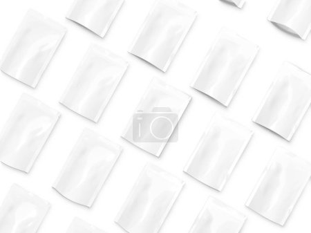 Foto de Plantilla blanca en blanco brillante de la bolsa para arriba aislada en un fondo blanco - Imagen libre de derechos
