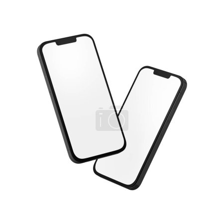 Téléchargez les photos : Modèle de téléphone blanc vierge isolé sur un fond blanc - en image libre de droit