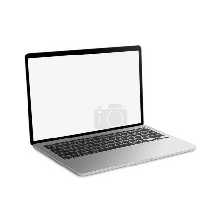 Téléchargez les photos : Ordinateur portable blanc modèle isolé sur un fond blanc - en image libre de droit