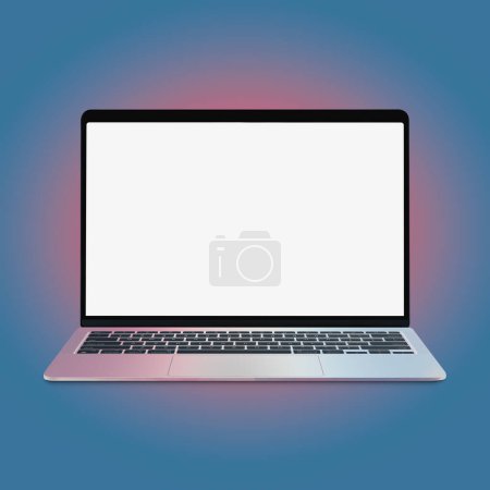 Photo for Blank laptop template computer isolated on a blue background - Royalty Free Image