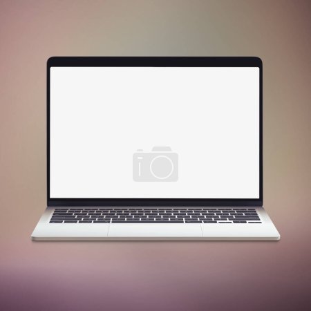 Foto de Computadora portátil en blanco aislada sobre un fondo rosado - Imagen libre de derechos