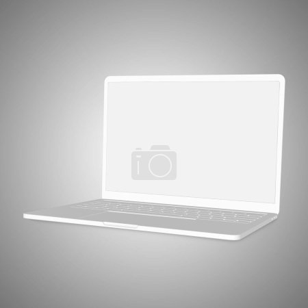 Téléchargez les photos : Modèle blanc ordinateur portable vierge isolé sur un fond blanc - en image libre de droit
