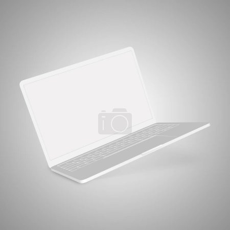 Téléchargez les photos : Modèle blanc ordinateur portable vierge isolé sur un fond blanc - en image libre de droit