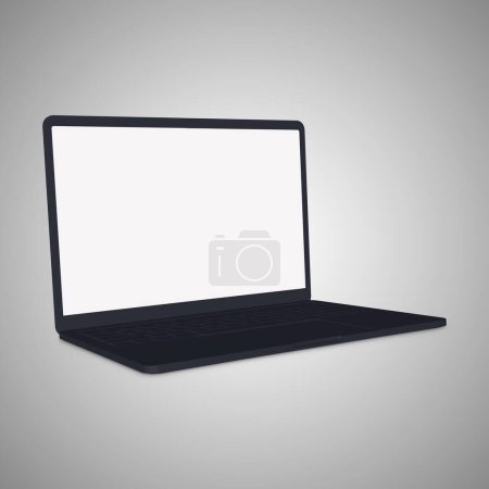 Téléchargez les photos : Modèle d'ordinateur portable noir vierge isolé sur un fond blanc - en image libre de droit