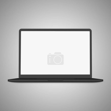 Téléchargez les photos : Modèle d'ordinateur portable noir vierge isolé sur un fond blanc - en image libre de droit