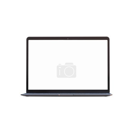 Téléchargez les photos : Ordinateur portable blanc modèle isolé sur un fond blanc - en image libre de droit