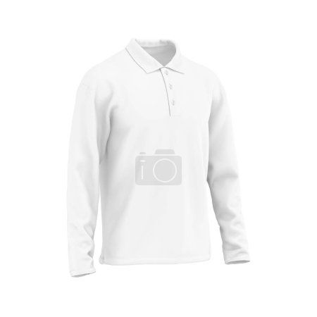 Téléchargez les photos : Modèle de chemise blanche à manches longues isolée sur un mannequin de fond blanc forme naturelle invisible - en image libre de droit