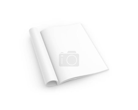 Foto de Revista Blank White se abrió aislada sobre una plantilla de fondo blanco - Imagen libre de derechos
