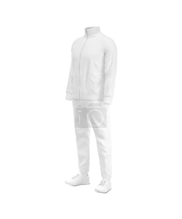 Téléchargez les photos : Costume sport blanc pour gabarit homme isolé sur fond blanc - en image libre de droit